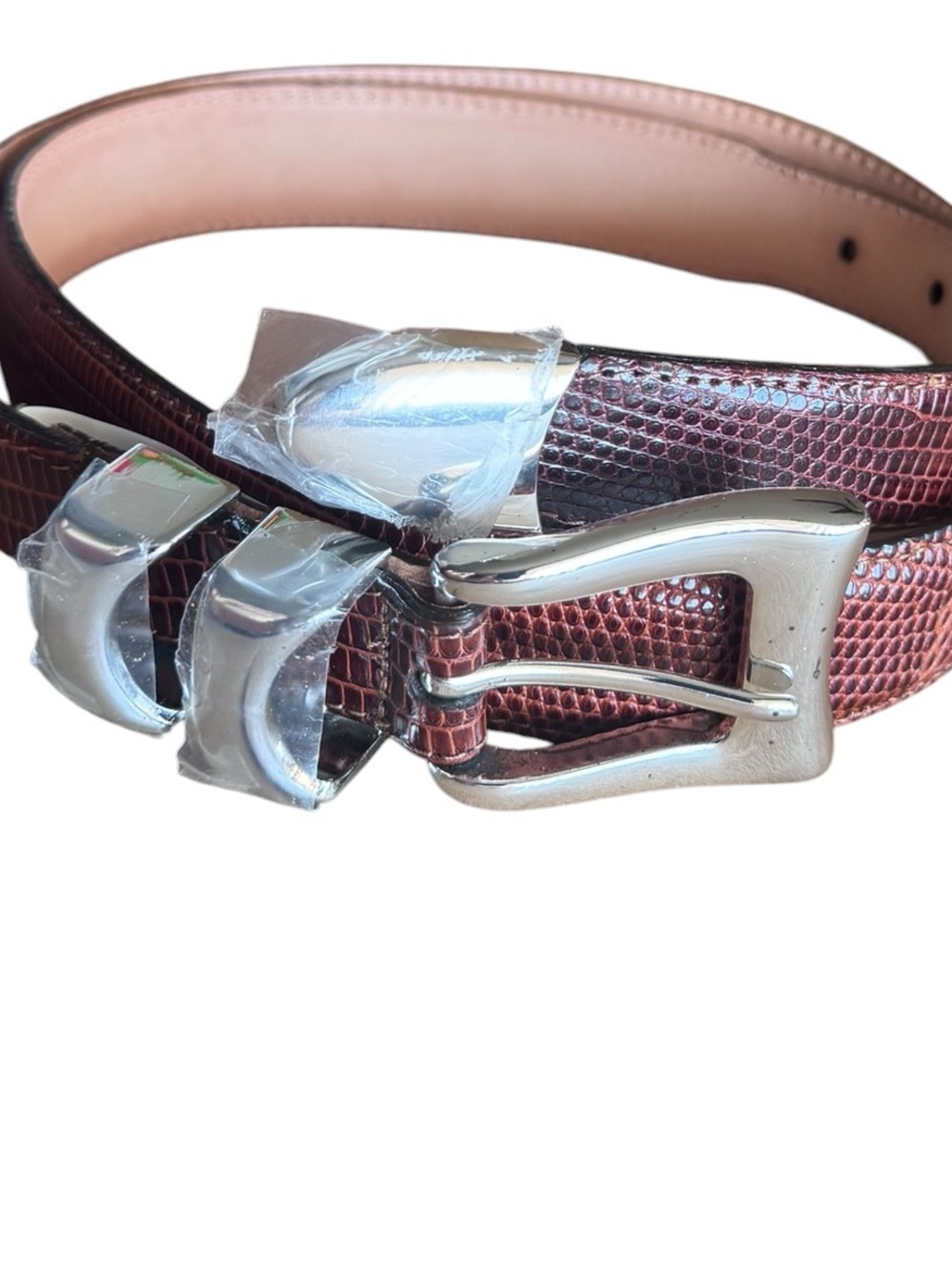 Martin Dingman Saddle / Honey Brown Lizard Leather & Silver Buckle Belt 36/90